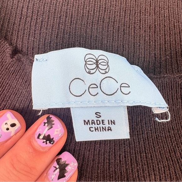 CeCe Black Blouse with Gold Dot Sleeves - Picture 6 of 8